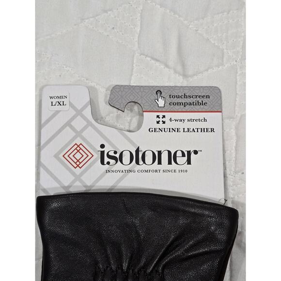 Isotoner Signature Women's Stretch Leather Touchscreen Gloves - Brown L/XL - Picture 4 of 5